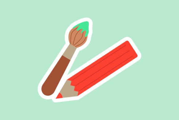 Back to School Brush and Pencil Icon