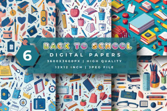 Back to School Digital Paper Set