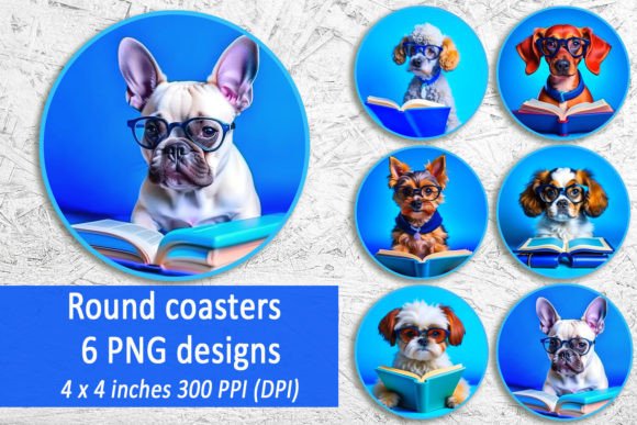 Back to School Round Coaster Dog Design