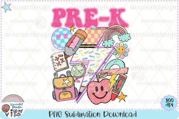 Pre-K Retro Teacher Back to School PNG