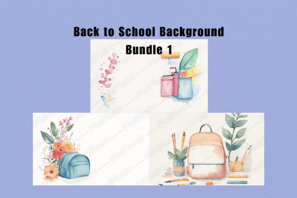 Watercolor Back to School Background Set